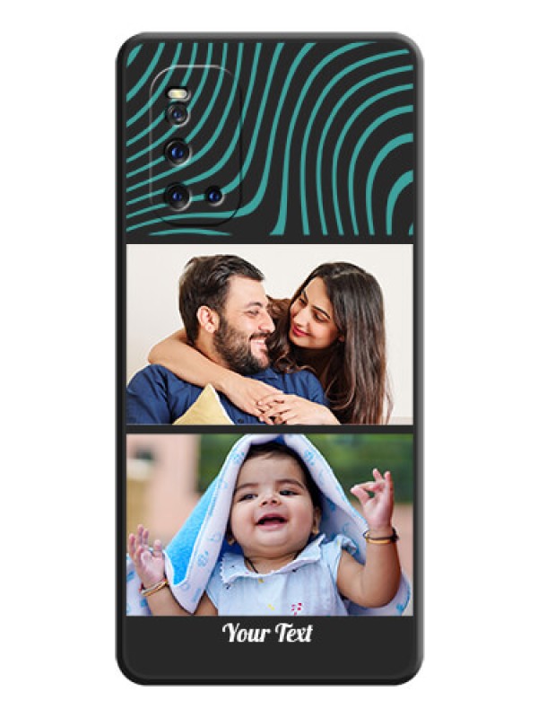 Custom Wave Pattern with 2 Image Holder on Space Black Personalized Soft Matte Phone Covers - iQOO 3 5G
