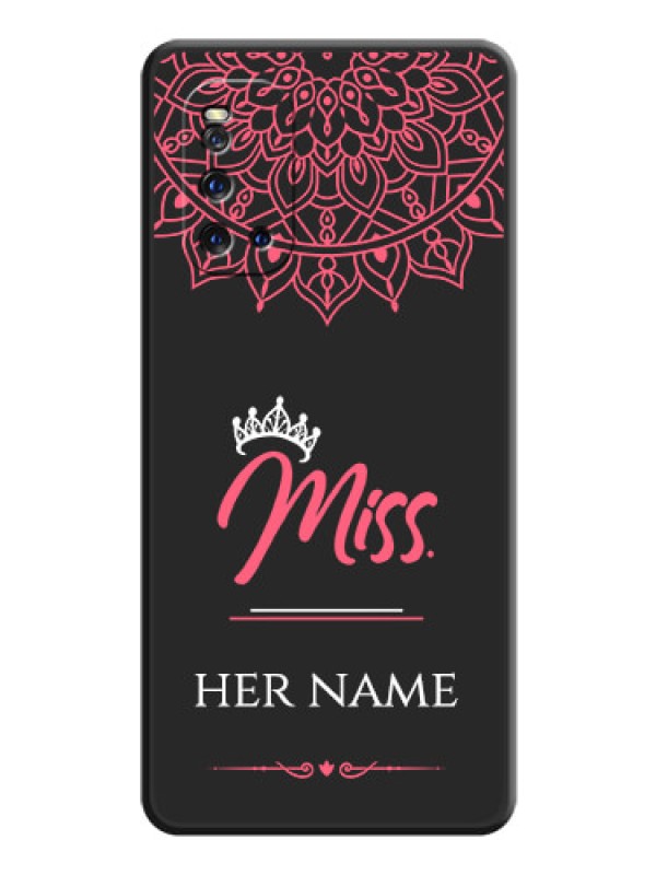 Custom Mrs Name with Floral Design on Space Black Personalized Soft Matte Phone Covers - iQOO 3 5G