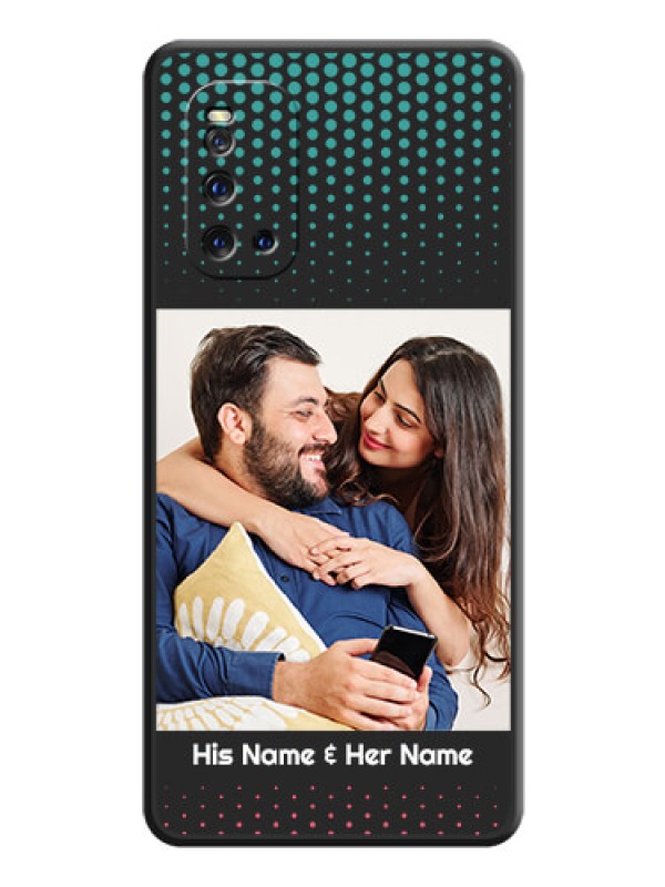 Custom Faded Dots with Grunge Photo Frame and Text on Space Black Custom Soft Matte Phone Cases - iQOO 3 5G