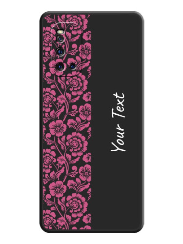 Custom Pink Floral Pattern Design With Custom Text On Space Black Personalized Soft Matte Phone Covers -Iqoo 3 5G