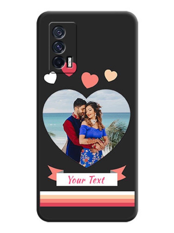 Custom Love Shaped Photo with Colorful Stripes on Personalised Space Black Soft Matte Cases - iQOO 7