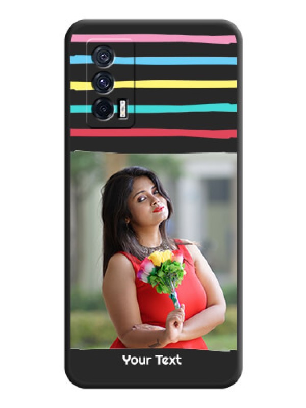 Custom Multicolor Lines with Image on Space Black Personalized Soft Matte Phone Covers - iQOO 7