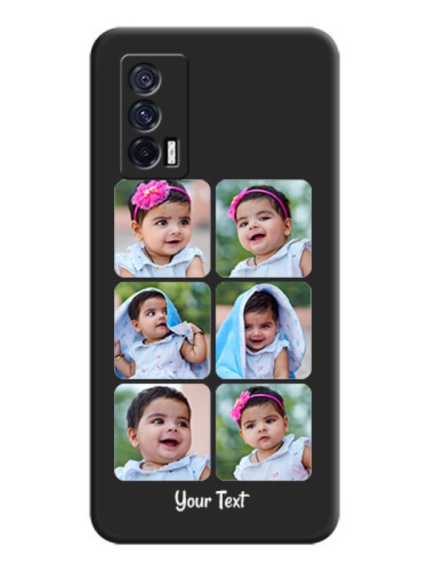 Custom Floral Art with 6 Image Holder on Photo on Space Black Soft Matte Mobile Case - iQOO 7