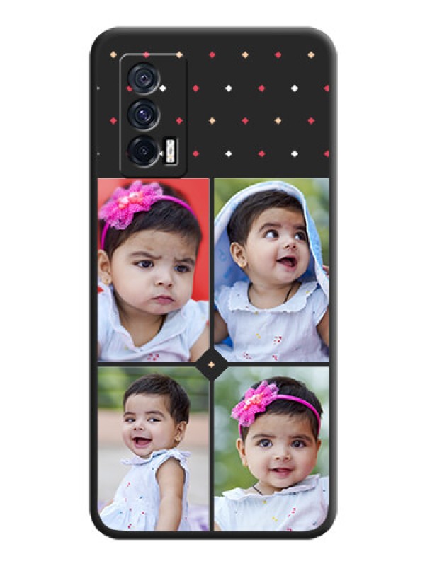 Custom Multicolor Dotted Pattern with 4 Image Holder on Space Black Custom Soft Matte Phone Cases - iQOO 7