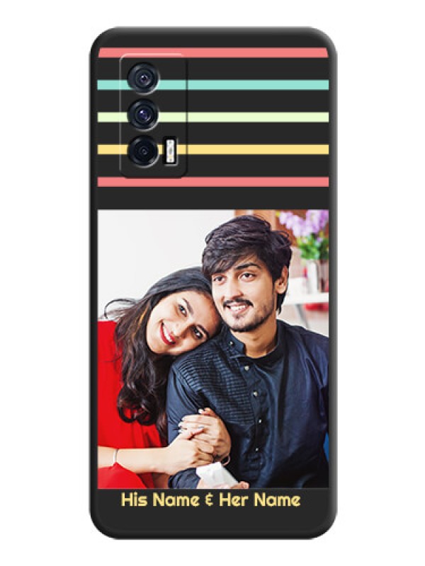 Custom Color Stripes with Photo and Text on Photo on Space Black Soft Matte Mobile Case - iQOO 7