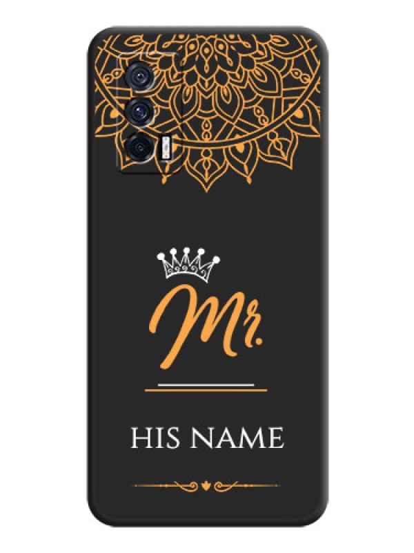 Custom Mr Name with Floral Design  on Personalised Space Black Soft Matte Cases - iQOO 7