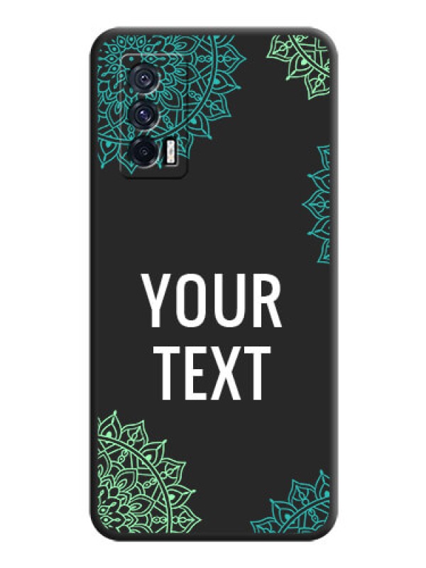 Custom Your Name with Floral Design on Space Black Custom Soft Matte Back Cover - iQOO 7