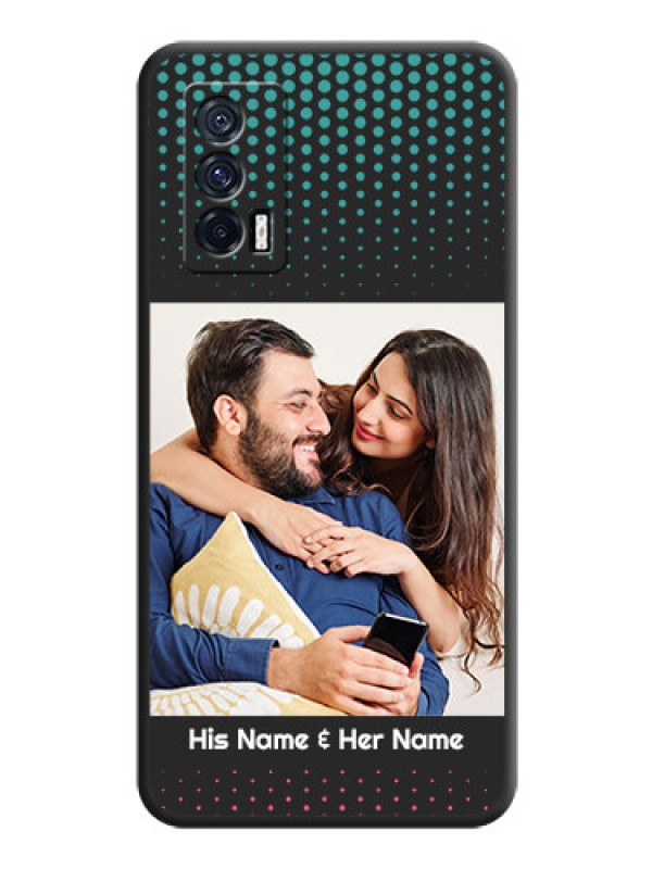 Custom Faded Dots with Grunge Photo Frame and Text on Space Black Custom Soft Matte Phone Cases - iQOO 7