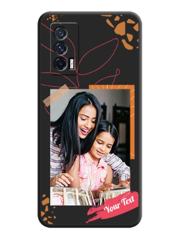 Custom Orange Photo Frame on Space Black Custom Soft Matte Phone Back Cover - iQOO 7