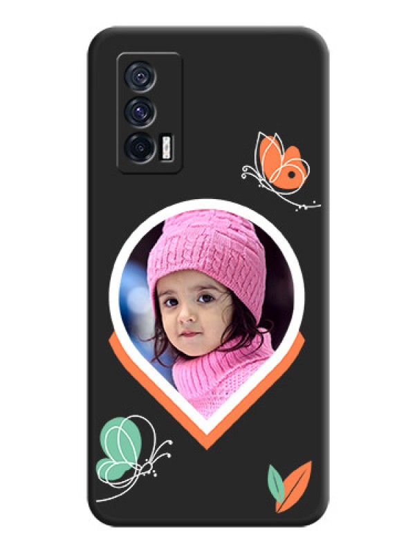 Custom Upload Pic With Simple Butterly Design On Space Black Personalized Soft Matte Phone Covers -Iqoo 7 5G