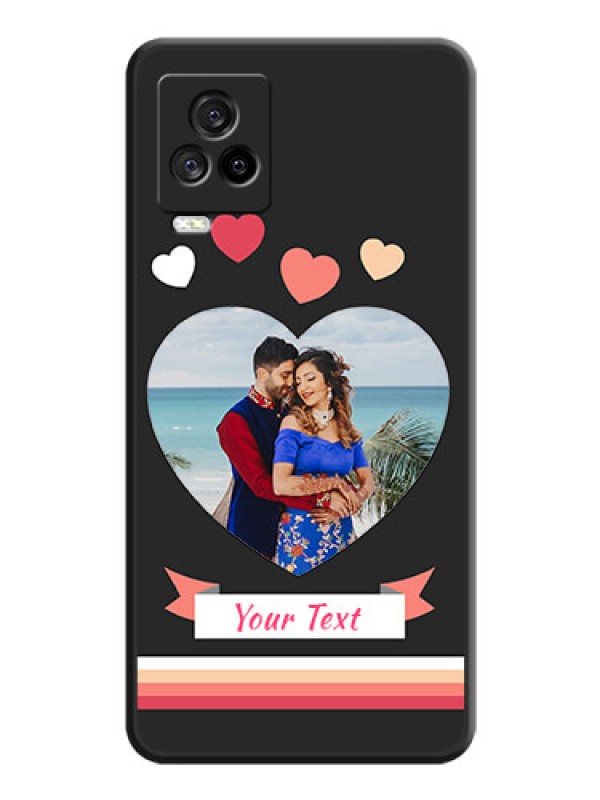 Custom Love Shaped Photo with Colorful Stripes on Personalised Space Black Soft Matte Cases - iQOO 7 Legend