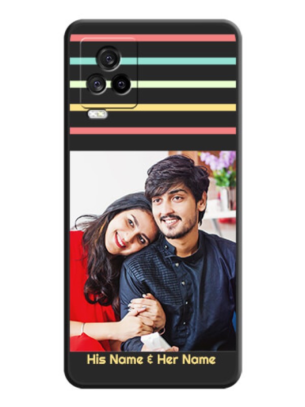 Custom Color Stripes with Photo and Text on Photo on Space Black Soft Matte Mobile Case - iQOO 7 Legend