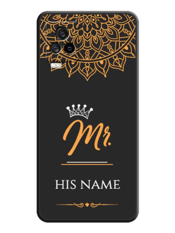 Custom Mr Name with Floral Design  on Personalised Space Black Soft Matte Cases - iQOO 7 Legend