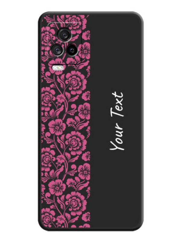 Custom Pink Floral Pattern Design With Custom Text On Space Black Personalized Soft Matte Phone Covers -Iqoo 7 Legend 5G