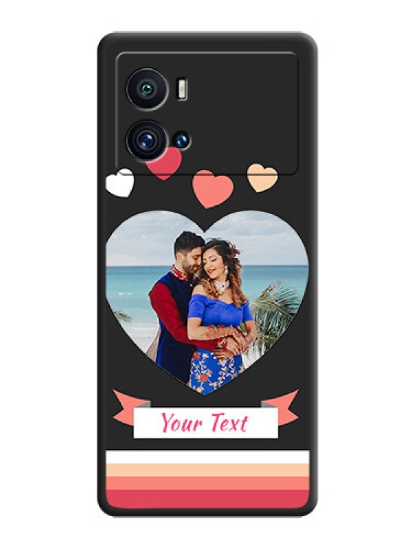 Custom Love Shaped Photo with Colorful Stripes on Personalised Space Black Soft Matte Cases - iQOO 9 Pro 5G