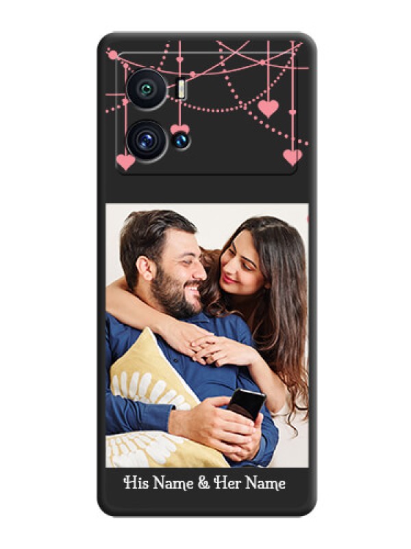 Custom Pink Love Hangings with Text on Space Black Custom Soft Matte Back Cover - iQOO 9 Pro 5G