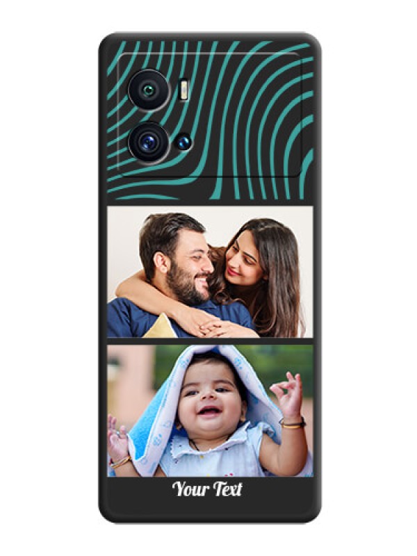 Custom Wave Pattern with 2 Image Holder on Space Black Personalized Soft Matte Phone Covers - iQOO 9 Pro 5G