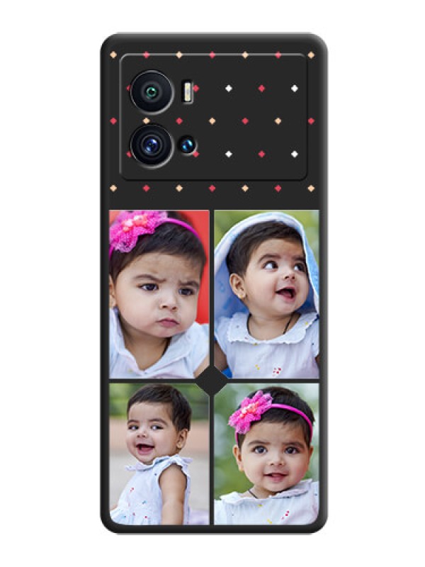 Custom Multicolor Dotted Pattern with 4 Image Holder on Space Black Custom Soft Matte Phone Cases - iQOO 9 Pro 5G