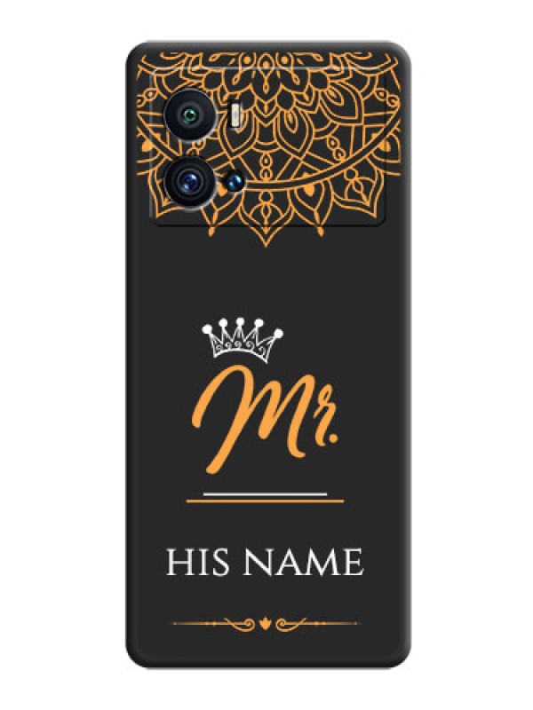 Custom Mr Name with Floral Design  on Personalised Space Black Soft Matte Cases - iQOO 9 Pro 5G