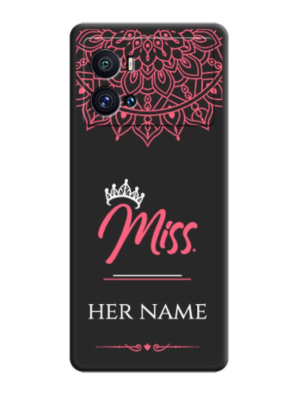 Custom Mrs Name with Floral Design on Space Black Personalized Soft Matte Phone Covers - iQOO 9 Pro 5G