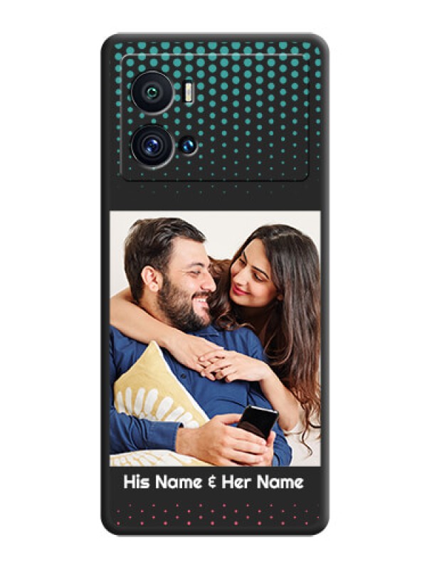 Custom Faded Dots with Grunge Photo Frame and Text on Space Black Custom Soft Matte Phone Cases - iQOO 9 Pro 5G