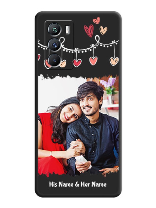 Custom Pink Love Hangings with Name on Space Black Custom Soft Matte Phone Cases - iQOO 9 Se 5G