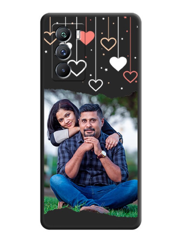 Custom Love Hangings with Splash Wave Picture on Space Black Custom Soft Matte Phone Back Cover - iQOO 9 Se 5G