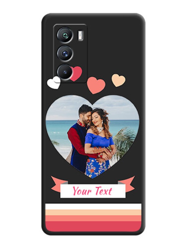 Custom Love Shaped Photo with Colorful Stripes on Personalised Space Black Soft Matte Cases - iQOO 9 Se 5G