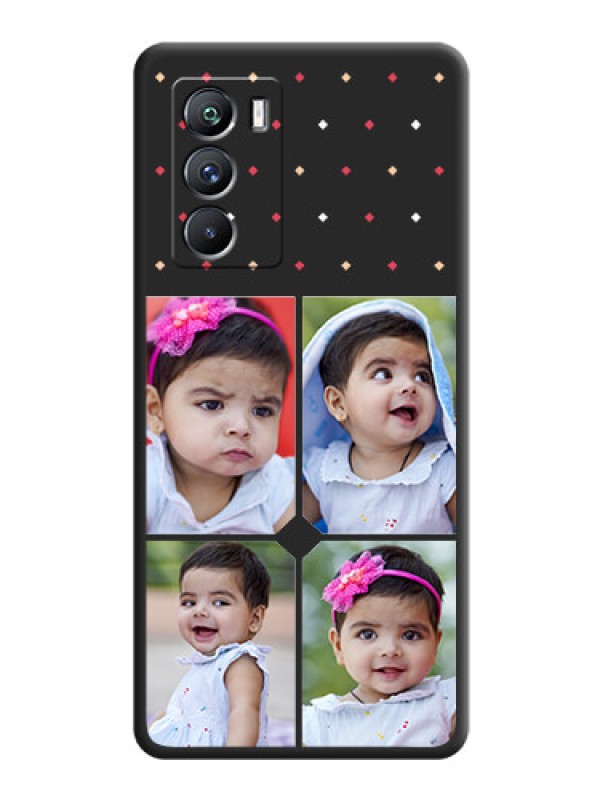 Custom Multicolor Dotted Pattern with 4 Image Holder on Space Black Custom Soft Matte Phone Cases - iQOO 9 Se 5G