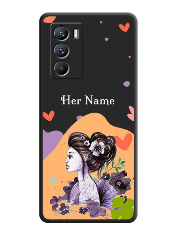 Custom Namecase For Her With Fancy Lady Image On Space Black Personalized Soft Matte Phone Covers -Iqoo 9 Se 5G