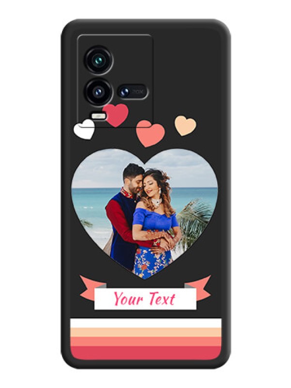 Custom Love Shaped Photo with Colorful Stripes on Personalised Space Black Soft Matte Cases - iQOO 9T 5G