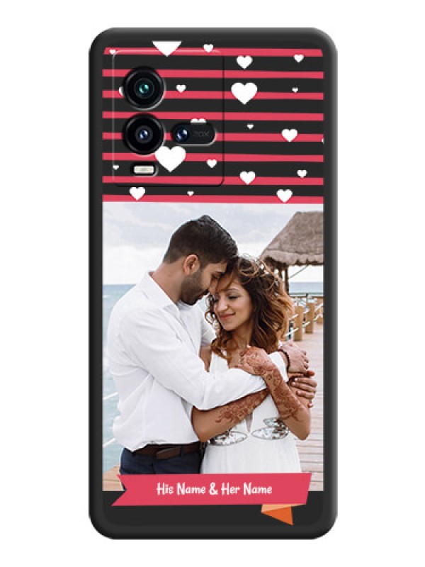 Custom White Color Love Symbols with Pink Lines Pattern on Space Black Custom Soft Matte Phone Cases - iQOO 9T 5G