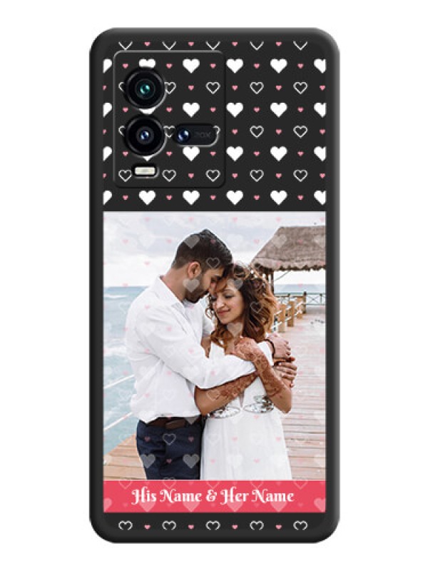 Custom White Color Love Symbols with Text Design on Photo on Space Black Soft Matte Phone Cover - iQOO 9T 5G