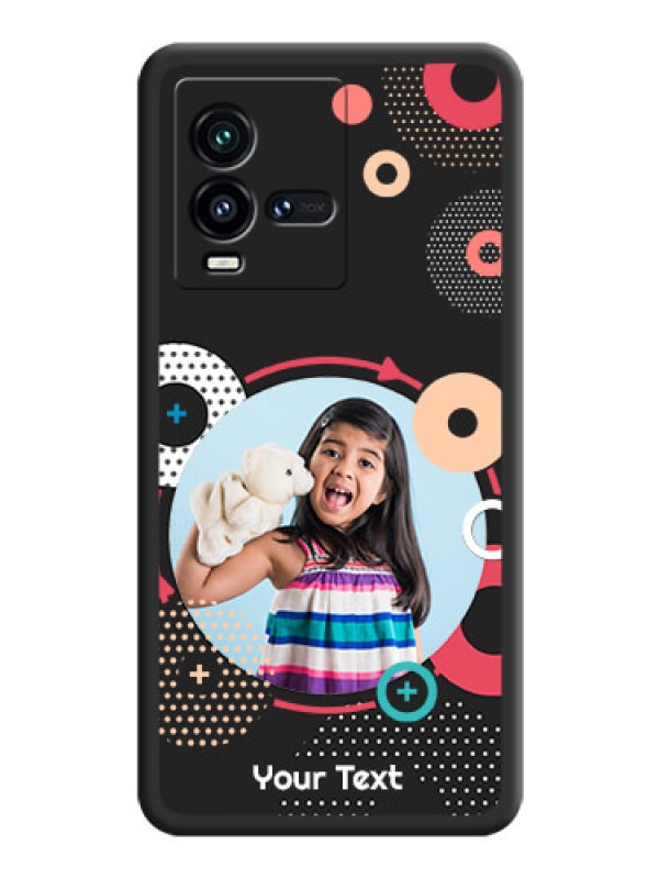 Custom Multicoloured Round Image on Personalised Space Black Soft Matte Cases - iQOO 9T 5G