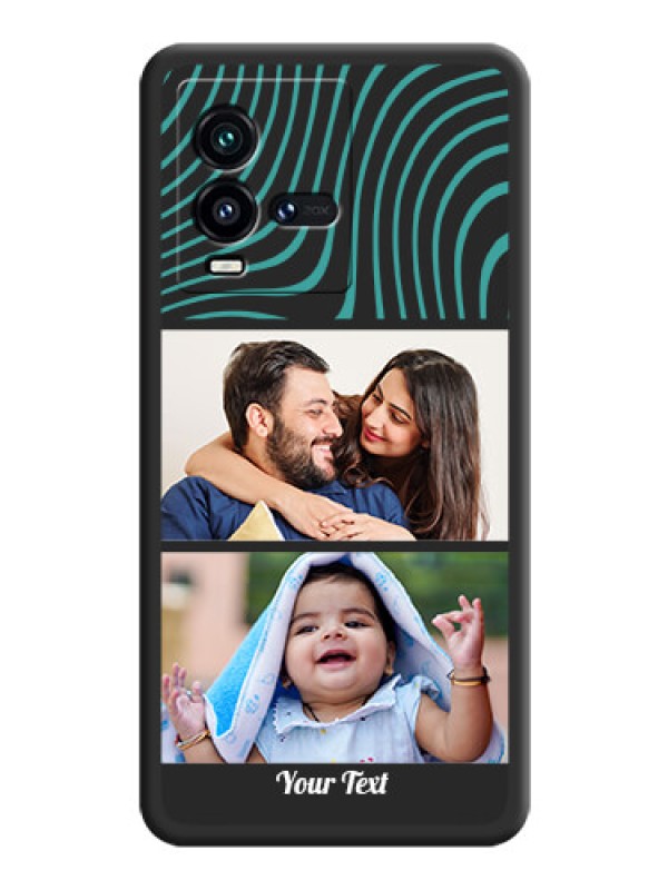 Custom Wave Pattern with 2 Image Holder on Space Black Personalized Soft Matte Phone Covers - iQOO 9T 5G