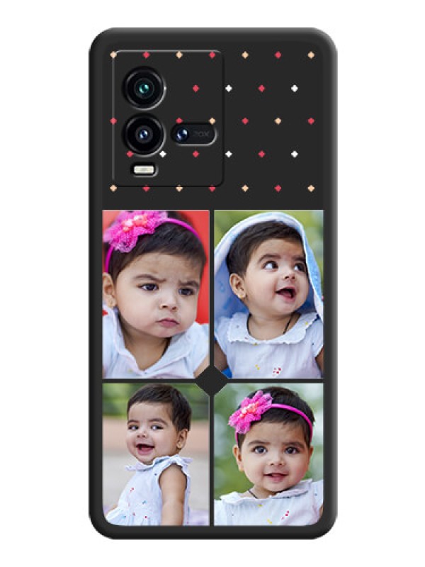 Custom Multicolor Dotted Pattern with 4 Image Holder on Space Black Custom Soft Matte Phone Cases - iQOO 9T 5G