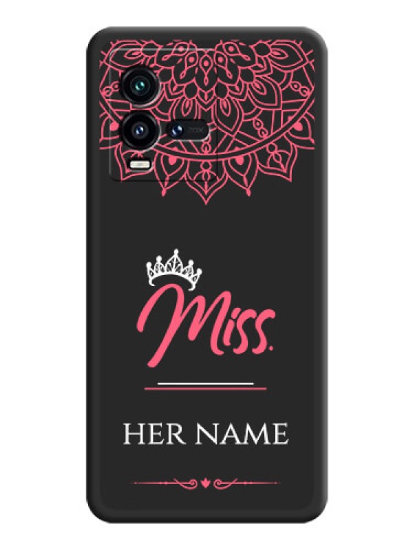 Custom Mrs Name with Floral Design on Space Black Personalized Soft Matte Phone Covers - iQOO 9T 5G