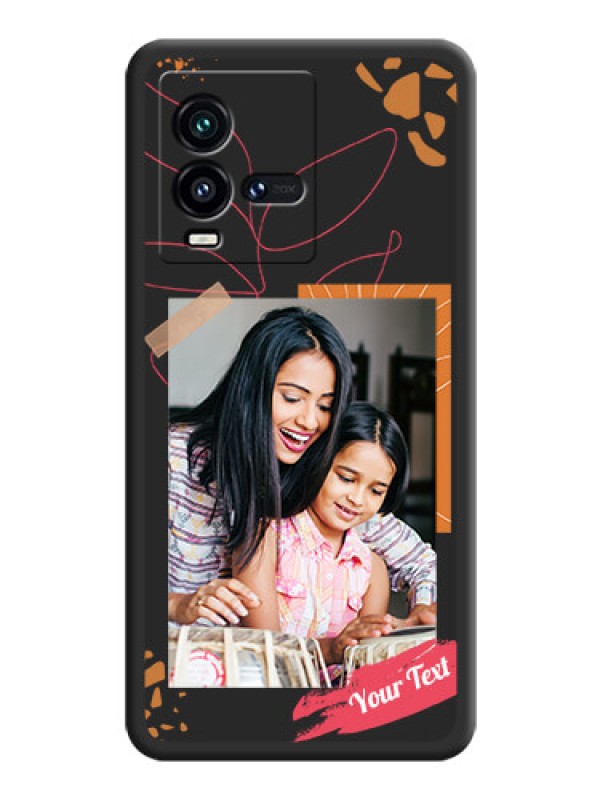 Custom Orange Photo Frame on Space Black Custom Soft Matte Phone Back Cover - iQOO 9T 5G