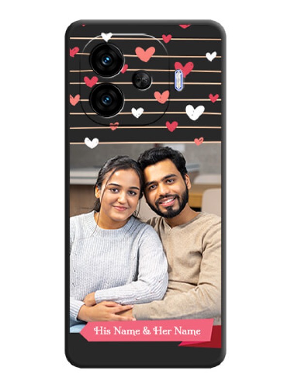 Custom Love Pattern with Name on Pink Ribbon on Photo On Space Black Custom Soft Matte Mobile Back Cover - iQOO Neo 10R 5G