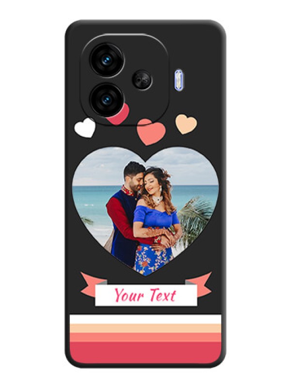Custom Love Shaped Photo with Colorful Stripes On Space Black Custom Soft Matte Mobile Back Cover - iQOO Neo 10R 5G