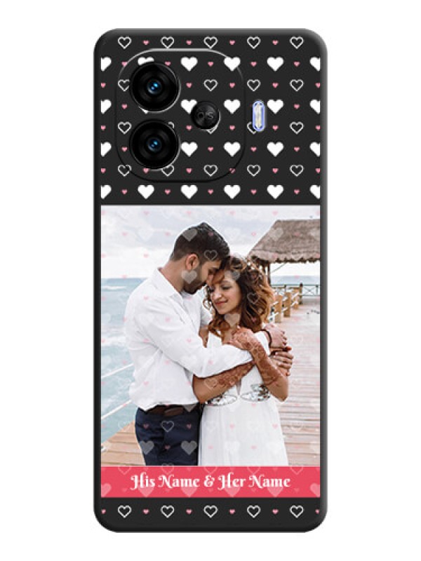 Custom White Color Love Symbols with Text Design on Photo On Space Black Custom Soft Matte Mobile Back Cover - iQOO Neo 10R 5G