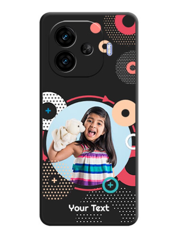 Custom Multicoloured Round Image On Space Black Custom Soft Matte Mobile Back Cover - iQOO Neo 10R 5G