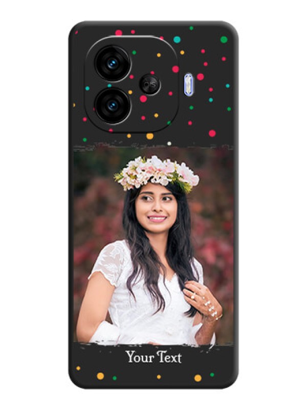 Custom Multicolor Dotted Pattern with Text On Space Black Custom Soft Matte Mobile Back Cover - iQOO Neo 10R 5G