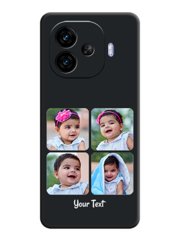 Custom Floral Art with 6 Image Holder on Photo On Space Black Custom Soft Matte Mobile Back Cover - iQOO Neo 10R 5G