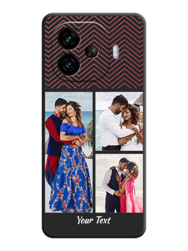 Custom Wave Pattern with 3 Image Holder On Space Black Custom Soft Matte Mobile Back Cover - iQOO Neo 10R 5G