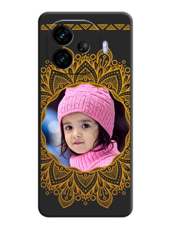 Custom Round Image with Floral Design On Space Black Custom Soft Matte Mobile Back Cover - iQOO Neo 10R 5G