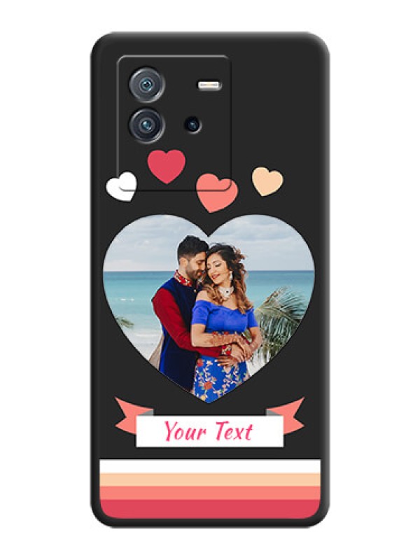 Custom Love Shaped Photo with Colorful Stripes on Personalised Space Black Soft Matte Cases - iQOO Neo 6 5G