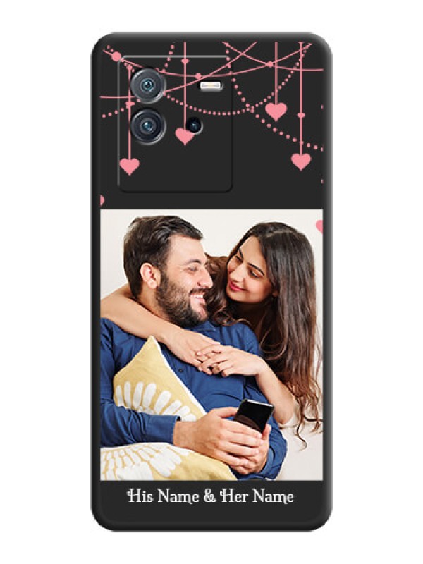 Custom Pink Love Hangings with Text on Space Black Custom Soft Matte Back Cover - iQOO Neo 6 5G