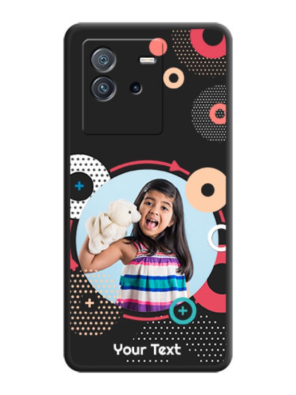 Custom Multicoloured Round Image on Personalised Space Black Soft Matte Cases - iQOO Neo 6 5G