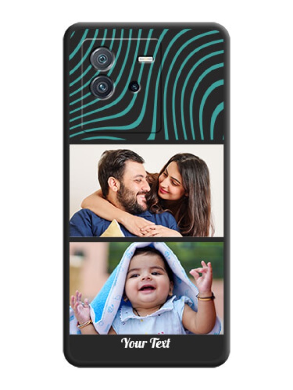 Custom Wave Pattern with 2 Image Holder on Space Black Personalized Soft Matte Phone Covers - iQOO Neo 6 5G